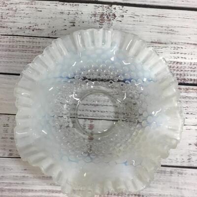 Vintage Fenton Hobnail OmbrÃ© White, Light Blue, and Clear Glass Bowl