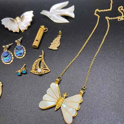 Mother of Pearl Natural Goldtone Jewelry Lot