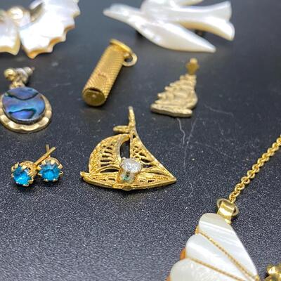 Mother of Pearl Natural Goldtone Jewelry Lot
