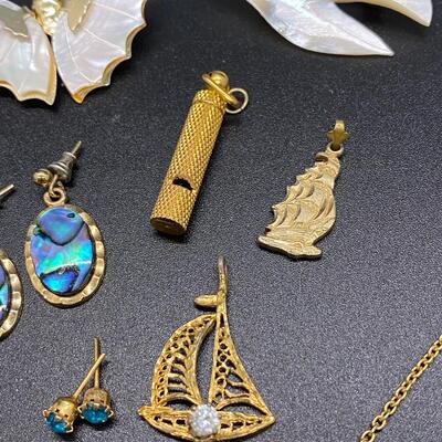 Mother of Pearl Natural Goldtone Jewelry Lot