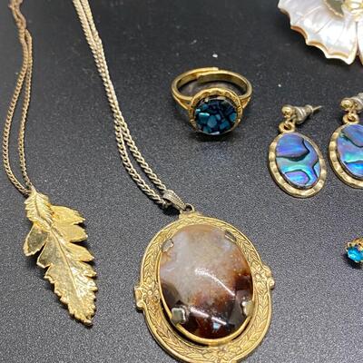 Mother of Pearl Natural Goldtone Jewelry Lot
