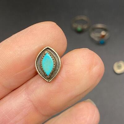 Southwestern Old Pawn Silvertone Turquoise Jewelry Lot