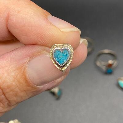 Southwestern Old Pawn Silvertone Turquoise Jewelry Lot