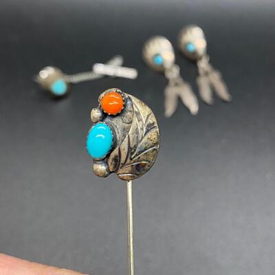 Southwestern Old Pawn Sterling Jewelry Lot Signed Pin