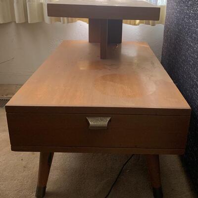 Art glass lamp and side table