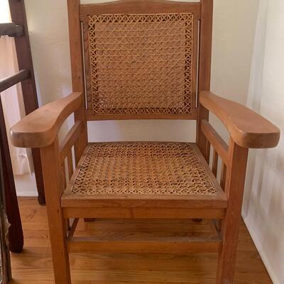 Wood and Rattan armchair
