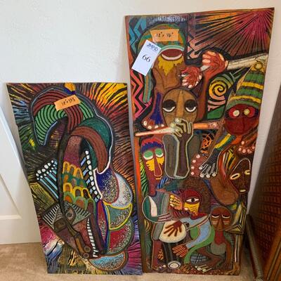 Pair of mixed media art