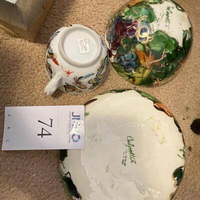 Calpotter bowls, art glass, more