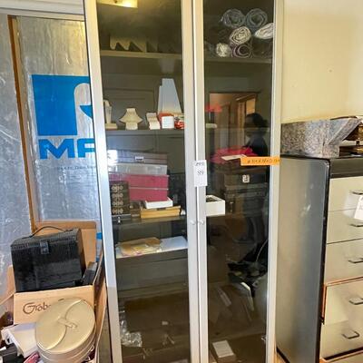 Storage cabinet with glass framed doors, 5 shelves