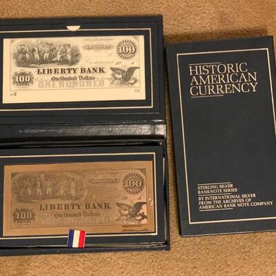 Sterling American Currency and Bicentennial plate 
