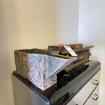 Wood display stand, jade inlaid box and more