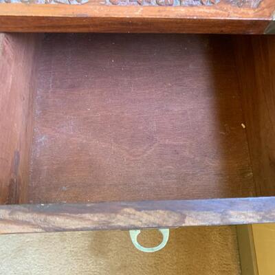 Chinese chest of drawers and lamp. 