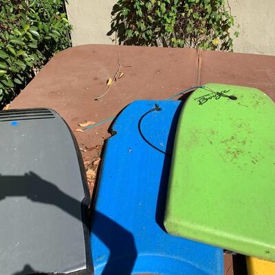 Boogie boards and chair