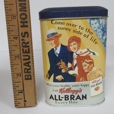 Small Kellogg's All Bran Tin, Made in England, 1984