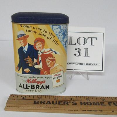 Small Kellogg's All Bran Tin, Made in England, 1984