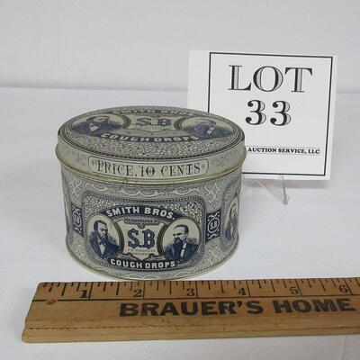 Small Smith Bros Cough Drops Tin, Made in England, 1984