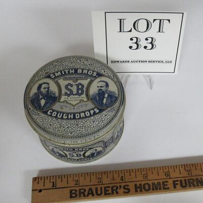 Small Smith Bros Cough Drops Tin, Made in England, 1984