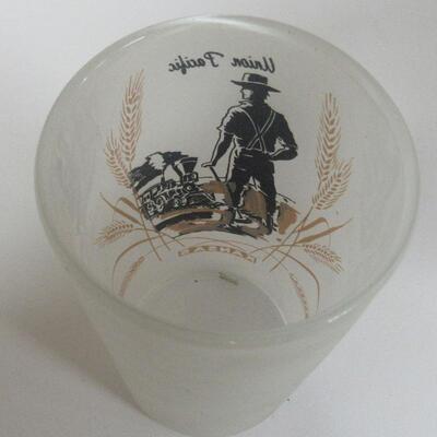 Vintage Small Union Pacific Railroad Frosted Glass Tumber, Kansas