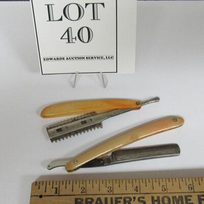 2 Vintage Celluloid Handled Straight Razors