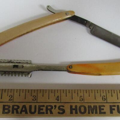 2 Vintage Celluloid Handled Straight Razors