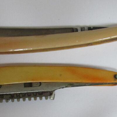 2 Vintage Celluloid Handled Straight Razors