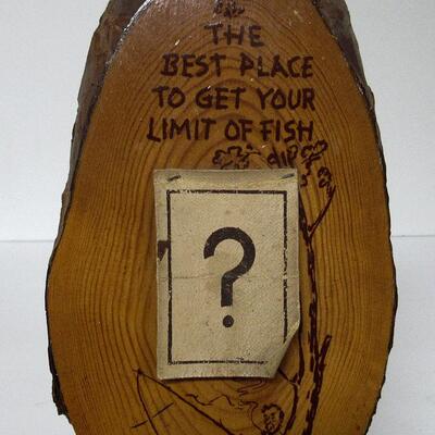 Vintage "Up North" Wall Plaque Advertising From Olson's Fish Market Eagle River Wisconsin, 1950-60s Rustic Decor