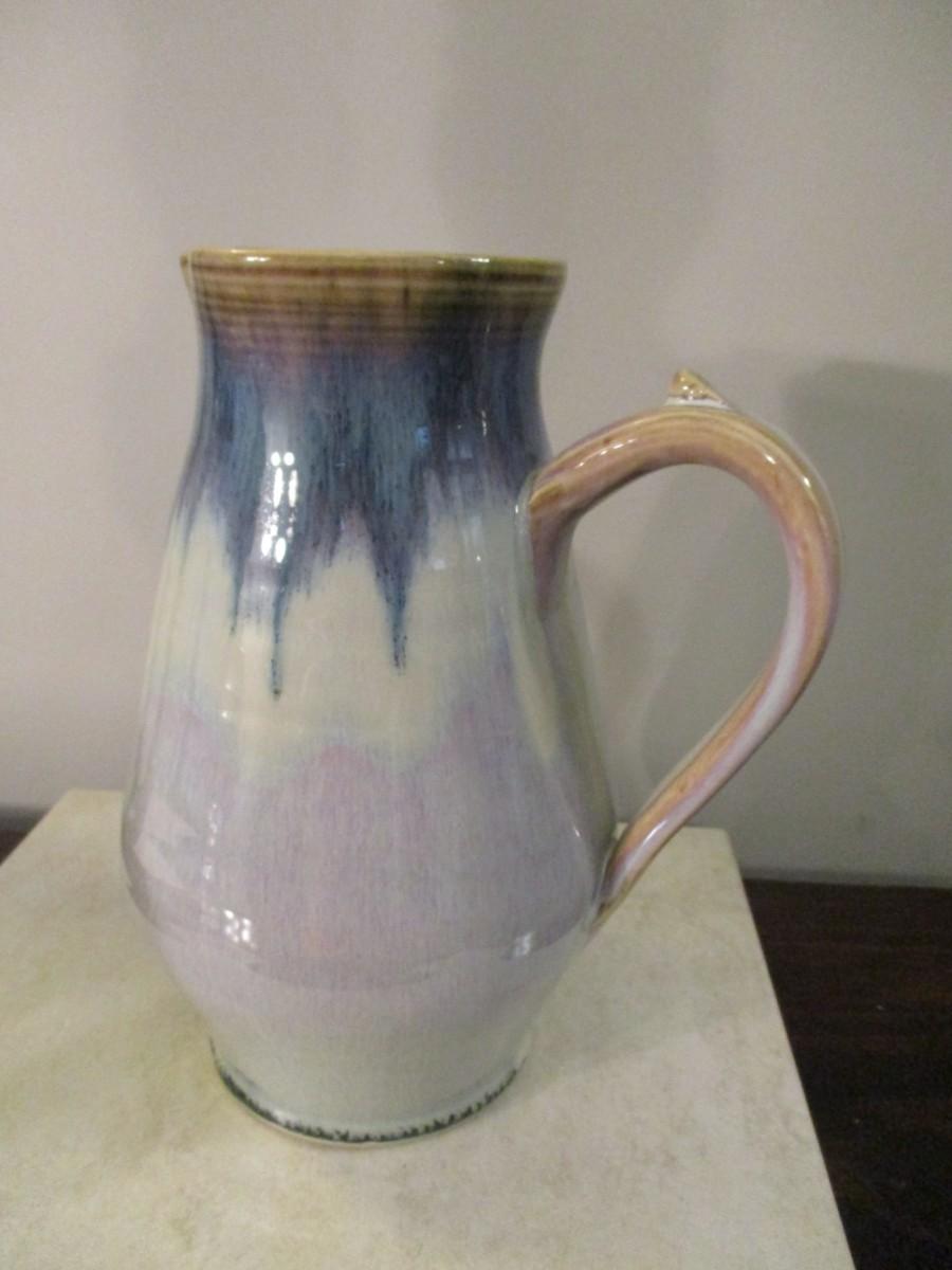 Signed Blue Drip Glaze Studio Art Pottery - Pitcher 10" | EstateSales.org