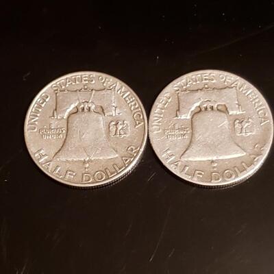 2 Franklin silver half dollars 