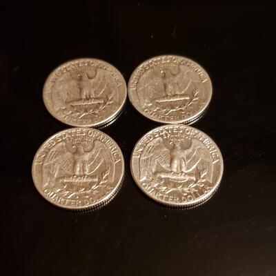 4 silver pre 1964 Washington quaters 
