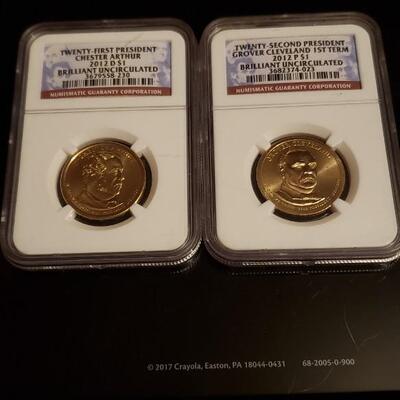 2Set of 2012 Brilliant uncirculated  Presidential dollars 