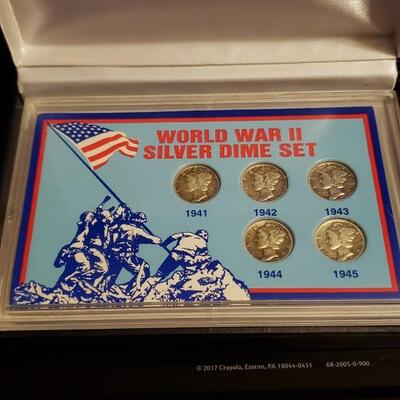 Silver set of wat time ww2 mercury dimes  1940 through 1945 