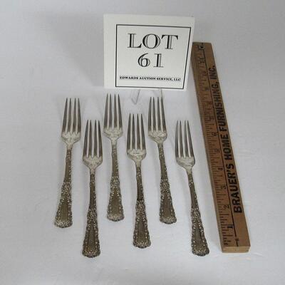 6 Antique Sterling Forks, Venus Pattern by Watrous Mfg Co, 6.9 Oz Total