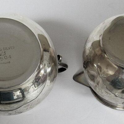 Vintage Sterling Silver Sugar and Creamer Set, Viking Silver #V504, 5.1 Oz Total 