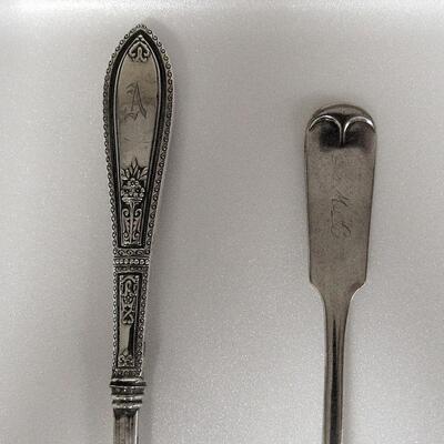 Webster Sterling Handle Fancy Serving Spoon and Holmes and Edwards Silver Inlay Teaspoon