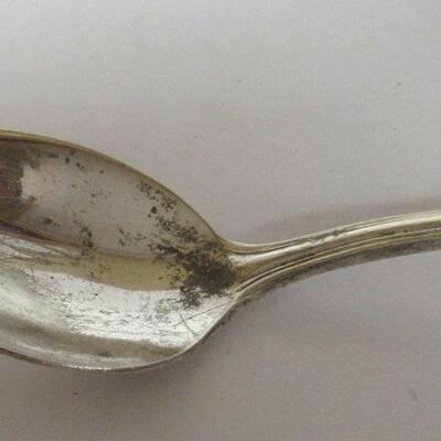 Webster Sterling Handle Fancy Serving Spoon and Holmes and Edwards Silver Inlay Teaspoon