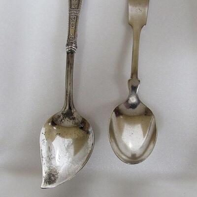 Webster Sterling Handle Fancy Serving Spoon and Holmes and Edwards Silver Inlay Teaspoon