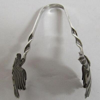 Silver Plate Rogers Bros Precious Mirror 1954 Serving Spoon and Unmarked Vintage Sugar Tongs