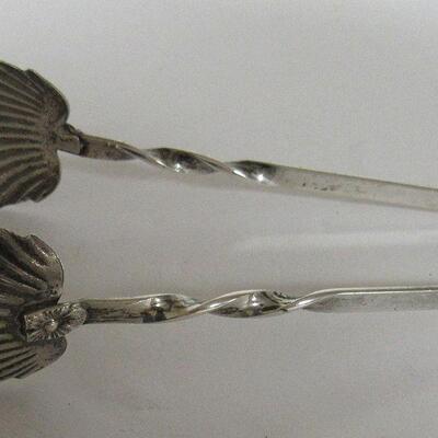 Silver Plate Rogers Bros Precious Mirror 1954 Serving Spoon and Unmarked Vintage Sugar Tongs