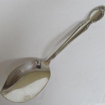Silver Plate Rogers Bros Precious Mirror 1954 Serving Spoon and Unmarked Vintage Sugar Tongs