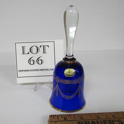 Vintage Cobalt Blue With Gold Trim Bohemia Glass Bell
