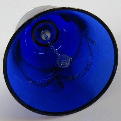 Vintage Cobalt Blue With Gold Trim Bohemia Glass Bell