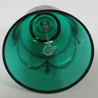 Vintage Green With Gold Trim Bohemia Glass Bell