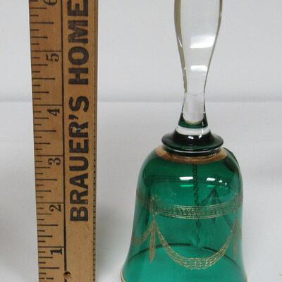 Vintage Green With Gold Trim Bohemia Glass Bell