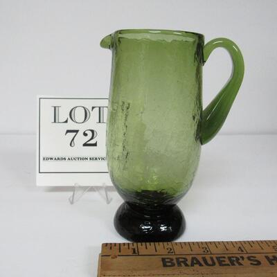 MCM Green Crackle Glass Pitcher or Tall Creamer
