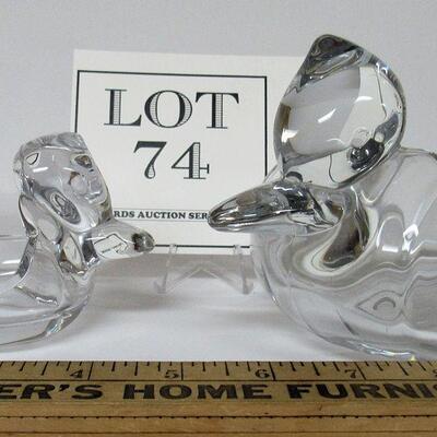 2 Vintage Duncan Miller Glass Duck Ashtrays