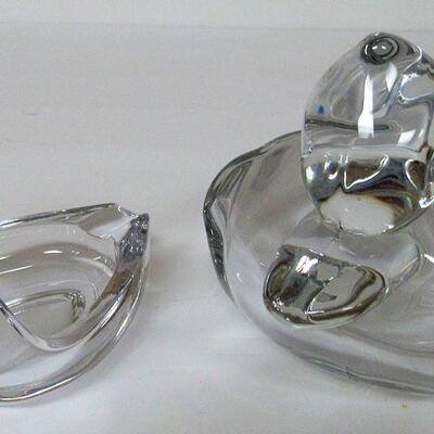 2 Vintage Duncan Miller Glass Duck Ashtrays
