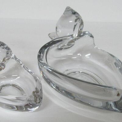 2 Vintage Duncan Miller Glass Duck Ashtrays