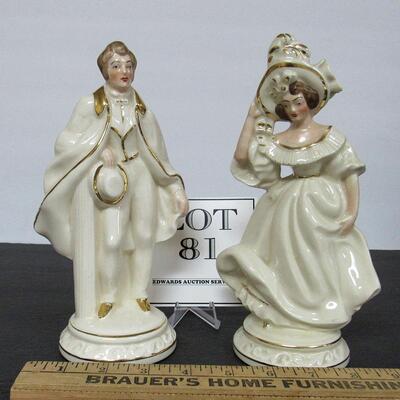 Pair Vintage Figurines, Good Quality, Unmarked