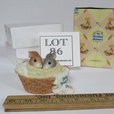 Blushing Bunnies "Twins in Laundry Basket" Enesco