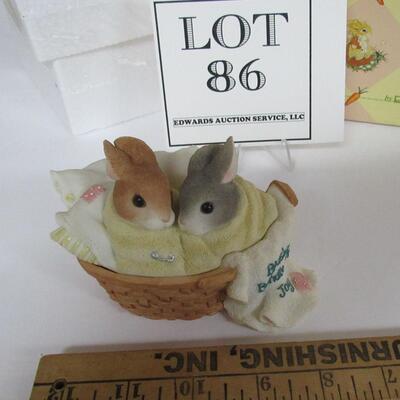 Blushing Bunnies "Twins in Laundry Basket" Enesco